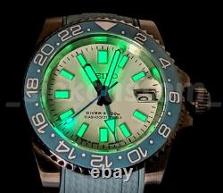 Ice Blue Full Automatic GMT Sub Diver Mod NH34 24jewel Sapphire Excellent
