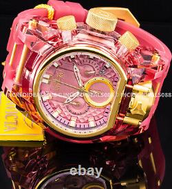 Invicta Men BOLT ZEUS MAGNUM Chronograph 18K PINK Plate GMT Strap Watch