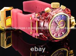 Invicta Men BOLT ZEUS MAGNUM Chronograph 18K PINK Plate GMT Strap Watch