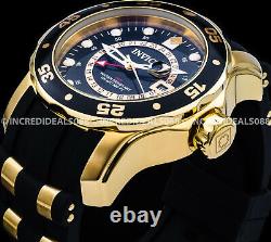 Invicta Men SCUBA PRO DIVER GMT Gold Tone Black Dial Polyurethane Strap Watch