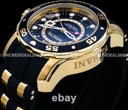 Invicta Men SCUBA PRO DIVER GMT Gold Tone Black Dial Polyurethane Strap Watch