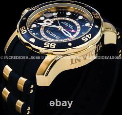 Invicta Men SCUBA PRO DIVER GMT Gold Tone Black Dial Polyurethane Strap Watch