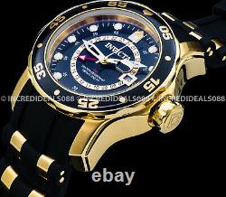 Invicta Men SCUBA PRO DIVER GMT Gold Tone Black Dial Polyurethane Strap Watch