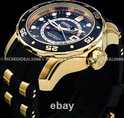 Invicta Men SCUBA PRO DIVER GMT Gold Tone Black Dial Polyurethane Strap Watch