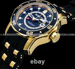 Invicta Men SCUBA PRO DIVER GMT Gold Tone Black Dial Polyurethane Strap Watch