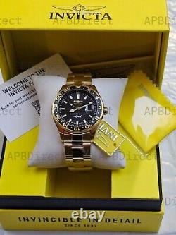 Invicta Swiss Made GMT Gold Plated Case & Bracelet Pro Diver mens watch