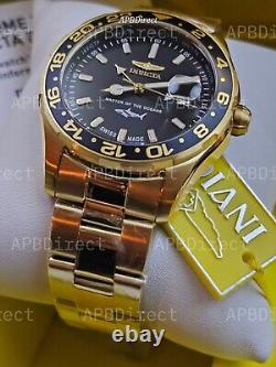 Invicta Swiss Made GMT Gold Plated Case & Bracelet Pro Diver mens watch