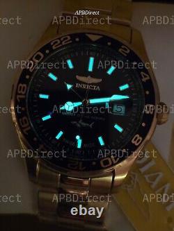 Invicta Swiss Made GMT Gold Plated Case & Bracelet Pro Diver mens watch