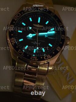 Invicta Swiss Made GMT Gold Plated Case & Bracelet Pro Diver mens watch