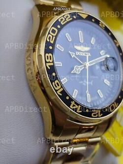 Invicta Swiss Made GMT Gold Plated Case & Bracelet Pro Diver mens watch