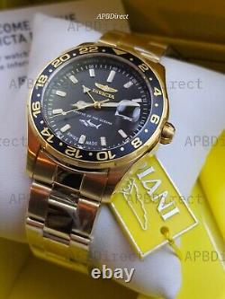 Invicta Swiss Made GMT Gold Plated Case & Bracelet Pro Diver mens watch