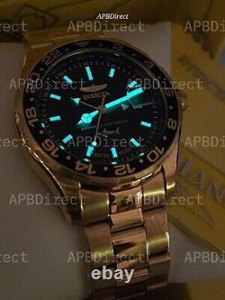 Invicta Swiss Made GMT Gold Plated Case & Bracelet Pro Diver mens watch