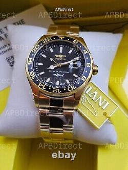Invicta Swiss Made GMT Gold Plated Case & Bracelet Pro Diver mens watch