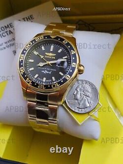 Invicta Swiss Made GMT Gold Plated Case & Bracelet Pro Diver mens watch