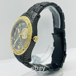 JBW Men's JET SETTER GMT Gold/Black DIAMONDS Time Zone Watch J6370A 45mm