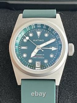 Katino GMT Titanium Automatic Watch with Titanium Bracelet and Rubber Strap