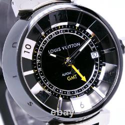 LOUIS VUITTON Q113K in black GMT Tambour Watches black Stainless Steel/rub