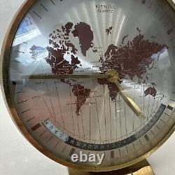 Large Midcentury Kienzle GMT World Time Zone Brass Table Clock, Germany, Tested