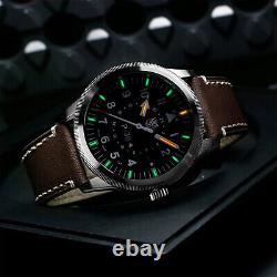 Luminox P38 Lightning Watch Pilot GMT 2 Time Zone Leather XA. 9521 w Original Box