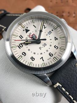 Luminox XA. 9527 P-38 Men's GMT Beige Dial Sapphire Lightning Pilot Watch