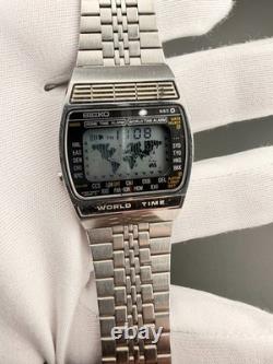 MINT 1978 Seiko A239-502A World Time Digital Stainless Watch Made In Japan