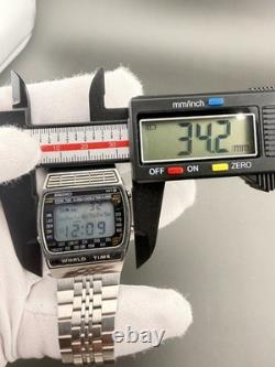 MINT 1978 Seiko A239-502A World Time Digital Stainless Watch Made In Japan