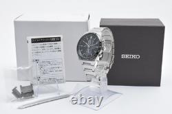 MINT SEIKO V195-0AE0 World Time Solar Men's Watch Black Dial 44mm From JAPAN