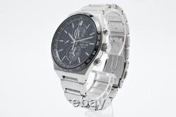 MINT SEIKO V195-0AE0 World Time Solar Men's Watch Black Dial 44mm From JAPAN