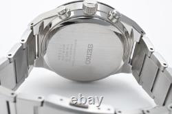 MINT SEIKO V195-0AE0 World Time Solar Men's Watch Black Dial 44mm From JAPAN