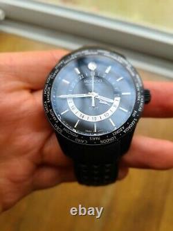 MOVADO SERIES 800 GMT Black Dial Black Leather Men's Watch 2600117
