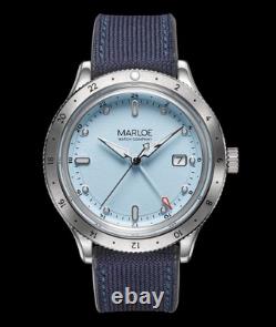 Marloe GMT Day Mens Watch Stainless Steel Blue Face Automatic Watch