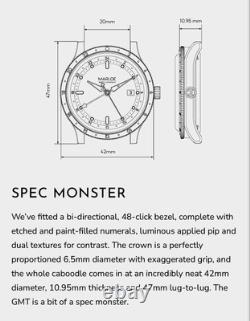 Marloe GMT Day Mens Watch Stainless Steel Blue Face Automatic Watch