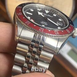 Mathey-Tissot Mathy Vintage GMT Black Dial Pepsi Bezel Men's Watch H902AN Rare