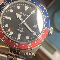 Mathey-Tissot Mathy Vintage GMT Black Dial Pepsi Bezel Men's Watch H902AN Rare