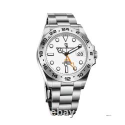 Men Automatic Mechanical GMT Watch Sapphire Glass 100M Waterproof Luminous Steel