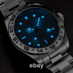 Men Automatic Mechanical GMT Watch Sapphire Glass 100M Waterproof Luminous Steel