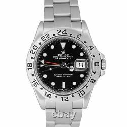 Men's 2002 Rolex Explorer II SEL Stainless Steel Black Date GMT 40mm Watch 16570