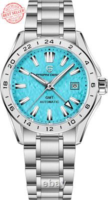 Men's Automatic GMT Mechanical Watch, Sapphire Crystal, 100M Water-Resistant