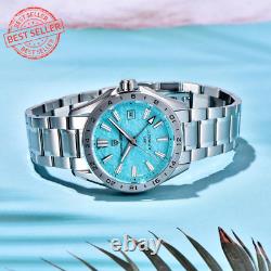 Men's Automatic GMT Mechanical Watch, Sapphire Crystal, 100M Water-Resistant