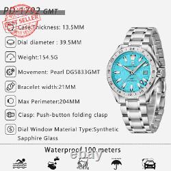 Men's Automatic GMT Mechanical Watch, Sapphire Crystal, 100M Water-Resistant