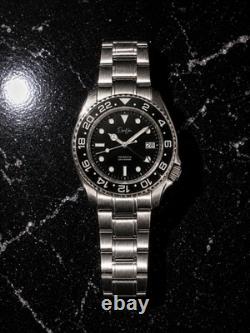 Men's Automatic GMT Watch 41mm Black Dial Stainless Steel Élan Noir Tempesta