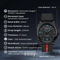 Men's GMT Automatic 45MM Waterproof Watch with Luminous Sapphire Glass