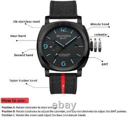 Men's GMT Automatic 45MM Waterproof Watch with Luminous Sapphire Glass