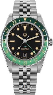 Men's GMT Automatic Watch, 38mm Sapphire Crystal, 100M Waterproof, WD6542