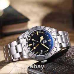 Men's GMT Quartz Watch, Dual Time, Waterproof 200M, Swiss Movement, Luminous