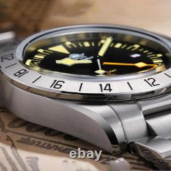 Men's GMT Quartz Watch, Dual Time, Waterproof 200M, Swiss Movement, Luminous