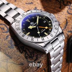 Men's GMT Quartz Watch, Dual Time, Waterproof 200M, Swiss Movement, Luminous