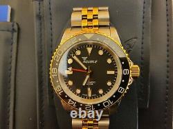 Men's Squale 1545 GMT Ceramica 300m 40mm Black Gold Automatic Watch