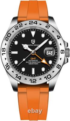 Men's Waterproof GMT Automatic Sapphire Sports Watch with Luminous Dial