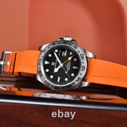Men's Waterproof GMT Automatic Sapphire Sports Watch with Luminous Dial